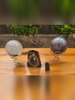 Crystal Sphere and Geode Home Accent Set